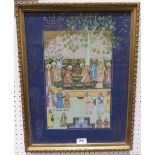 INDIAN SCHOOL. 19TH/20TH CENTURY A feast in a garden. Gouache with gilded wide border of foliage.
