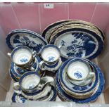 A box of Booths Real Old Willow tea and dinnerware