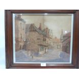 MANNER OF PAUL BRADDON. BRITISH 1864-1938 A village scene with figures. Watercolour 14' x 17'