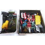 A collection of diecast model vehicles and a quantity of Meccano accessories