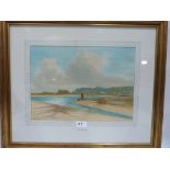 REGINALD DANIEL SHERRIN. BRITISH 1891-1971 An extensive beach scene. Signed. Watercolour. 10' x 14'