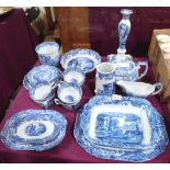 A collection of Spode Italian blue and white ceramics