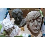 Two pottery heads and a terracotta bust