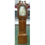 A 19th century 8 day oak and mahogany longcase clock, the painted breakarch dial signed Jno.