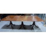 A Regency style mahogany triple pedestal dining table, extending to 93' long with two extra leaves