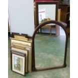 Two wall mirrors and a quantity of framed prints