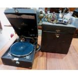 A 1930s Decca Salon gramophone with a quantity of records