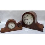 An Edward VII line inlaid mantle clock and another later clock