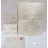 A letter to Neville Chamberlain sent in 1931 by Mrs Stewart, together with Chamberlain's signed