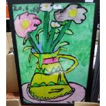 21ST CENTURY SCHOOL A jug of flowers. Signed Zeb and dated 20-6-00. Oil on paper 24' x 16'