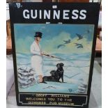 A painted metal Guinness themed sign. Formerly at the entrance to the Geoff Williams Guinness