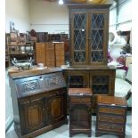 A glazed cabinet and other miscellaneous furniture (5)
