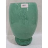 An art glass vase in green with mottled inclusions. Probably Monart or Ysart but unmarked. 12' high