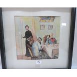 RUSSIAN SCHOOL. 20TH CENTURY Figures in a dining room. Indistinctly signed and dated 1967.