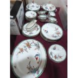 A Royal Worcester 'Old Bow' part dinner service of 37 pieces
