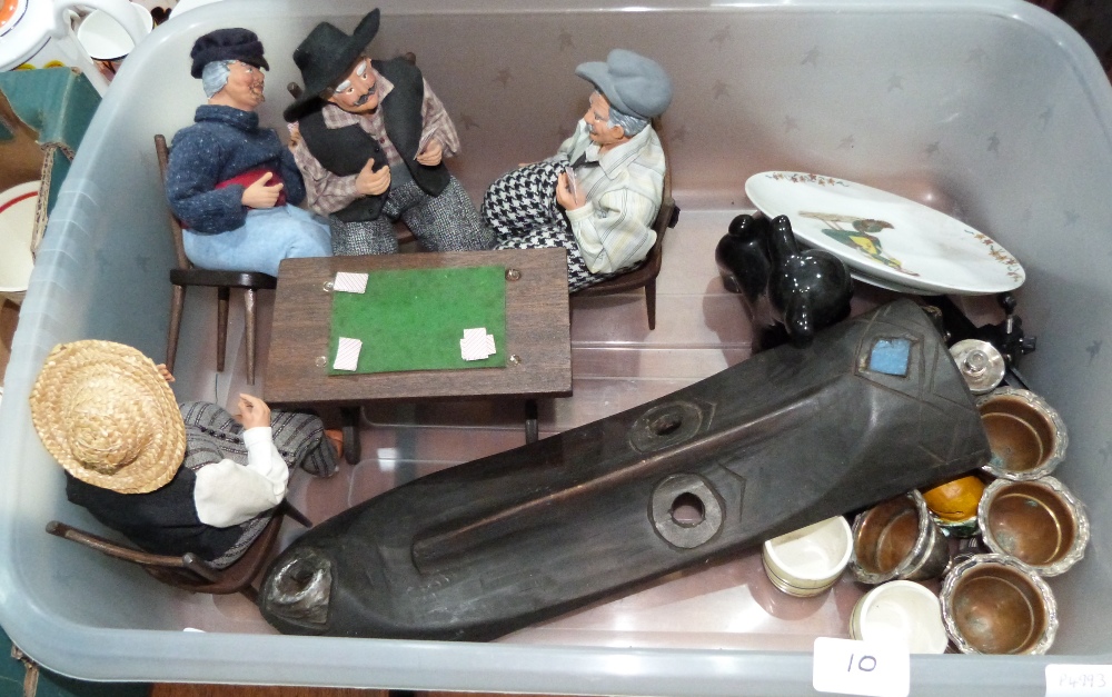 A box of teaware, a box of sundries and a canal boat resinous diorama - Image 2 of 3