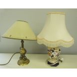 A Mason's table lamp and another in brass