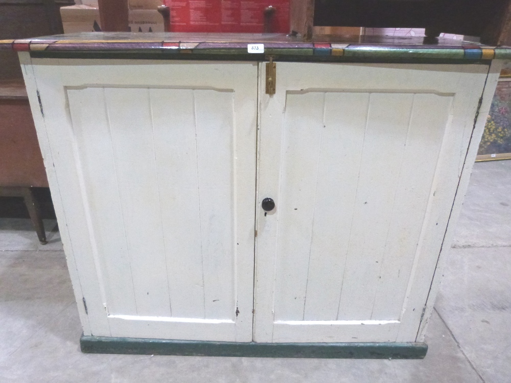 A painted pine cupboard. 51' wide