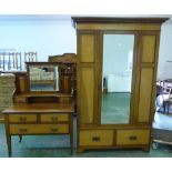 An Edward VII walnut bedroom pair comprising a wardrobe and dressing chest