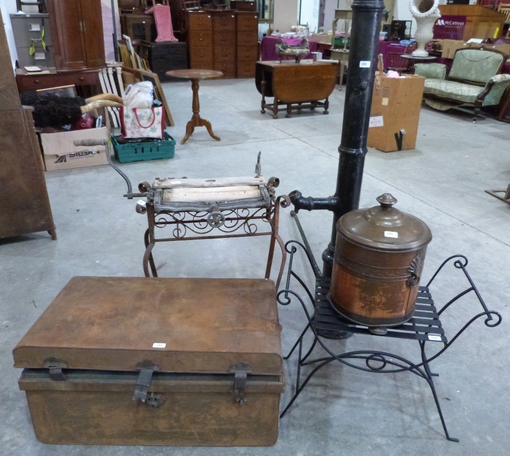 A well pump; a mangle and other metalware and sundries (6)