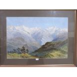 Col GEORGE STRAHAN. BRITISH 1872-1913 Pridori Snows from Dakberi Peak. Signed. Watercolour 23' x