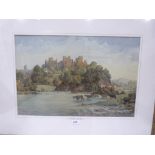 JOHN W. GOUGH. BRITISH 20TH CENTURY Ludlow Castle. Signed. Watercolour 13½' x 20¼'