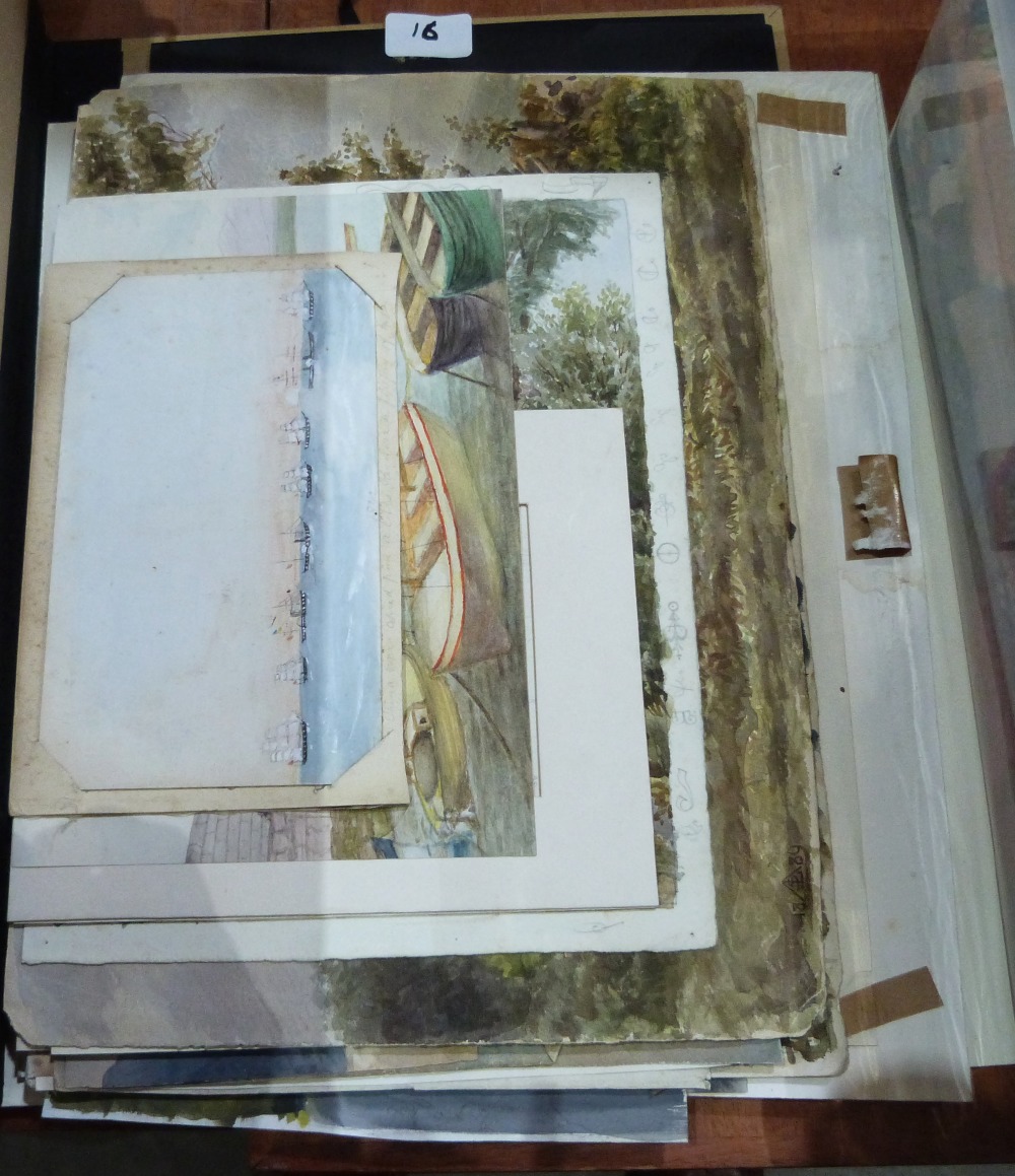 A folder of watercolours and drawings. 19th - 20th century