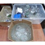 Three boxes of miscellaneous glassware
