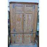 A 19th century stripped pine standing corner cupboard. 80' high