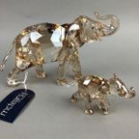 A SWAROVSKI ELEPHANT AND CALF