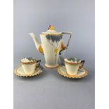 A BURLEIGH WARE ART DECO TEA SERVICE ALONG WITH A JUG AND VASE