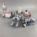 A LOT OF THREE LLADRO FIGURES OF CLOWNS