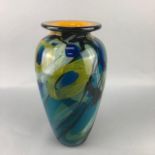 AN ART GLASS VASE OF MDINA DESIGN