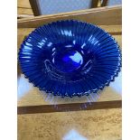 A CARNIVAL GLASS BOWL AND OTHER GLASS ITEMS