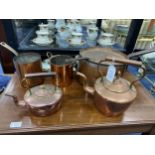 A LOT OF COPPER KETTLES, PANS AND VESSELS