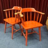 A PAIR OF PAINTED PINE CHAIRS