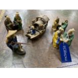 FIVE SMALL CHINESE POTTERY GROUPS AND FIGURES