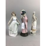 A LLADRO FIGURE OF A GEISHA GIRL AND FIVE OTHERS