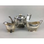 A LOT OF THREE SILVER PLATED TEA SERVICES