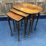 A MAHOGANY NEST OF THREE OCCASIONAL TABLES