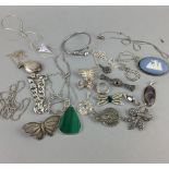 A LOT OF MOSTLY SILVER JEWELLERY