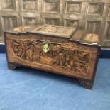 A 20TH CENTURY CHINESE CARVED WOOD CHEST