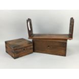 A VICTORIAN ROSEWOOD EXTENDING BOOKSLIDE ALONG WITH TWO HARDWOOD BOXES