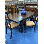 A MAHOGANY DINING TABLE AND EIGHT CHAIRS