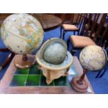 THREE SMALL TABLE GLOBES