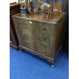 A 20TH CENTURY MAHOGANY CHEST OF FOUR DRAWERS