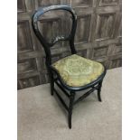 A 19TH CENTURY LACQUERED MOTHER OF PEARL INLAID CHAIR