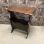 AN OAK OCCASIONAL TABLE AND A MAHOGANY FOLD OVER WRITING DESK
