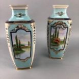 A PAIR OF NORITAKE SQUARE SECTION VASES