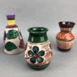 A LOT OF FOUR WEST GERMAN VASES AND ANOTHER FOUR VASES